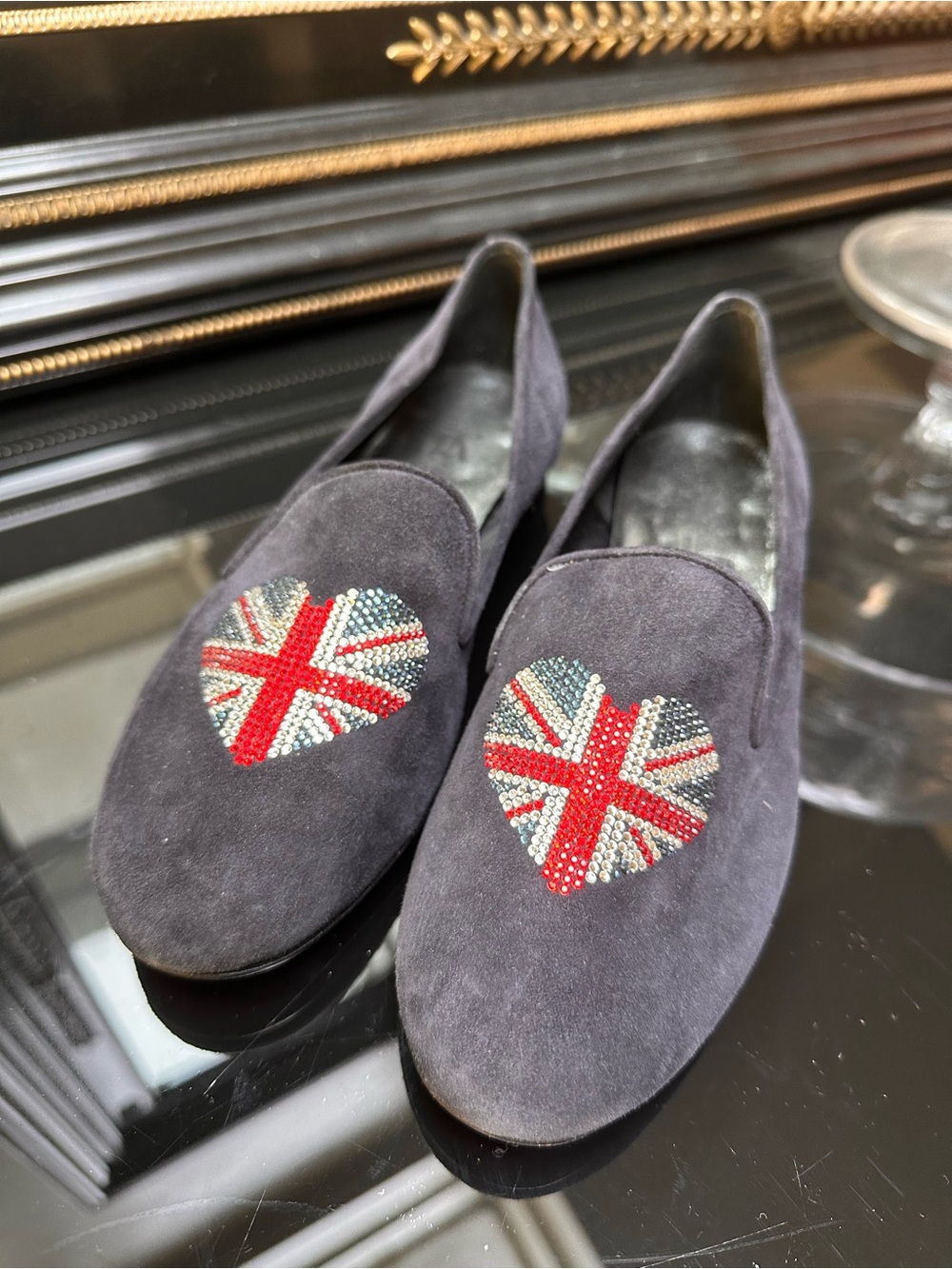 British Flag Heart Navy Loafers